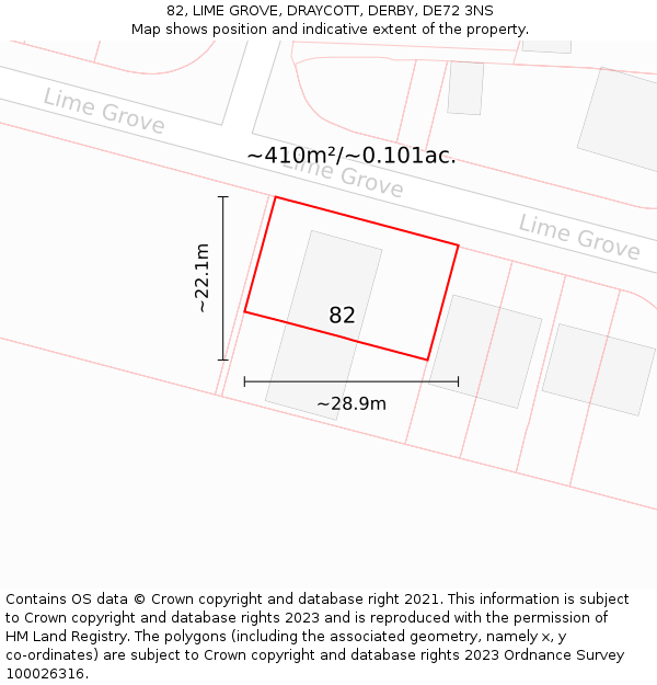 82, LIME GROVE, DRAYCOTT, DERBY, DE72 3NS: Plot and title map