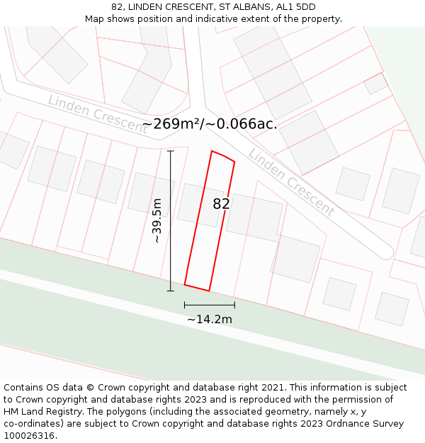 82, LINDEN CRESCENT, ST ALBANS, AL1 5DD: Plot and title map