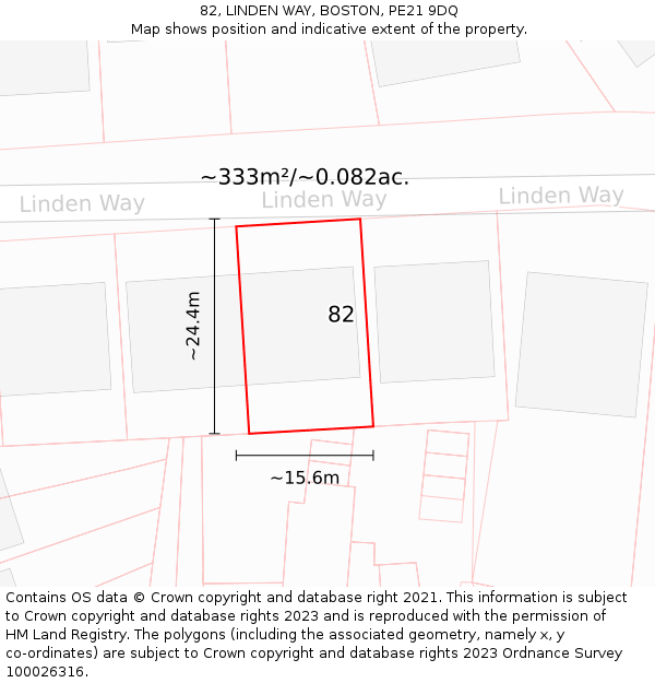82, LINDEN WAY, BOSTON, PE21 9DQ: Plot and title map