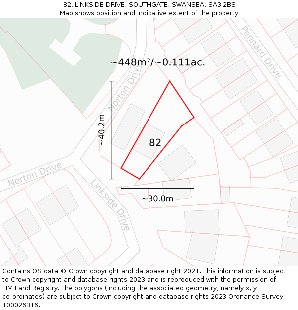 82, LINKSIDE DRIVE, SOUTHGATE, SWANSEA, SA3 2BS: Plot and title map