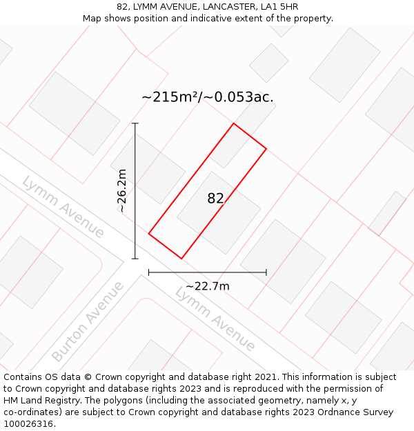 82, LYMM AVENUE, LANCASTER, LA1 5HR: Plot and title map