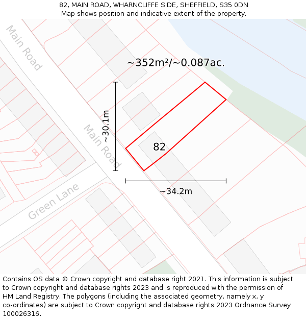 82, MAIN ROAD, WHARNCLIFFE SIDE, SHEFFIELD, S35 0DN: Plot and title map