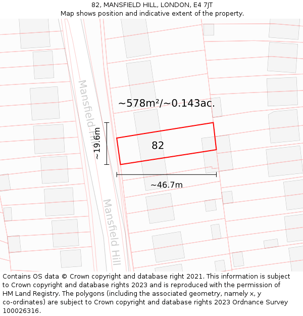 82, MANSFIELD HILL, LONDON, E4 7JT: Plot and title map