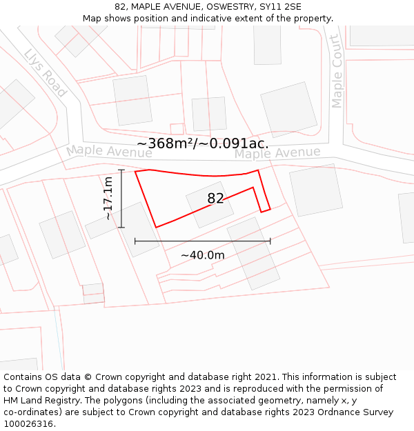 82, MAPLE AVENUE, OSWESTRY, SY11 2SE: Plot and title map