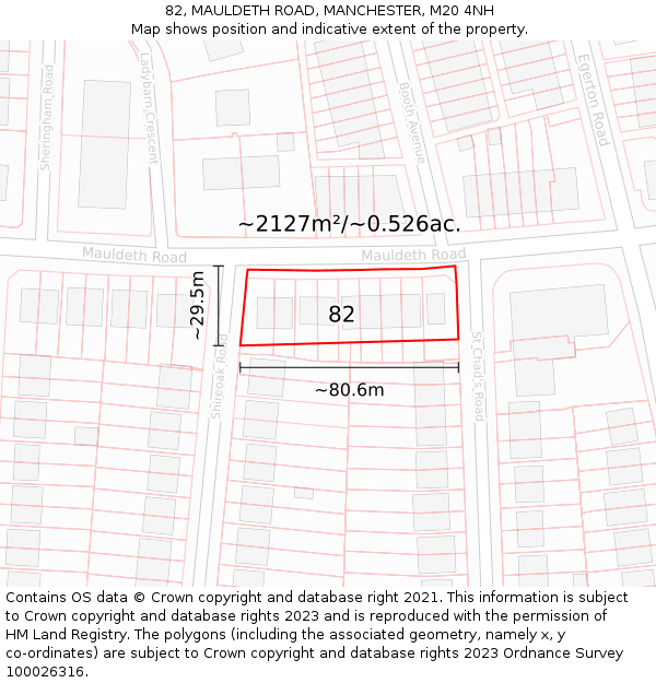 82, MAULDETH ROAD, MANCHESTER, M20 4NH: Plot and title map