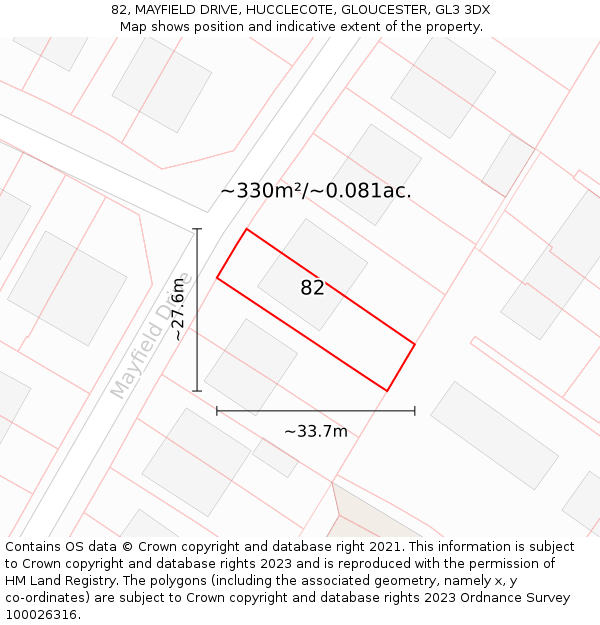 82, MAYFIELD DRIVE, HUCCLECOTE, GLOUCESTER, GL3 3DX: Plot and title map