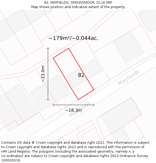 82, MAYFIELDS, SPENNYMOOR, DL16 6RP: Plot and title map