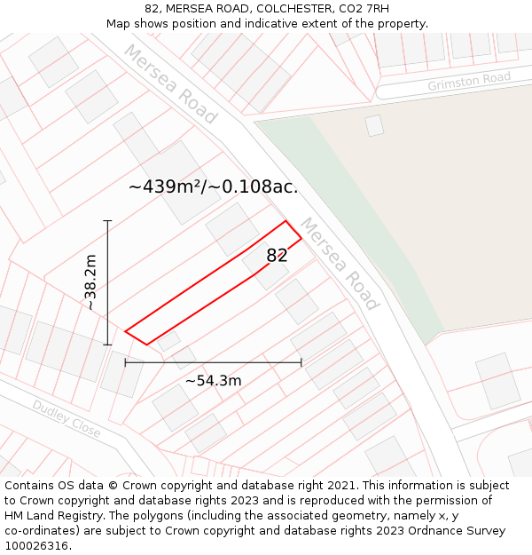 82, MERSEA ROAD, COLCHESTER, CO2 7RH: Plot and title map