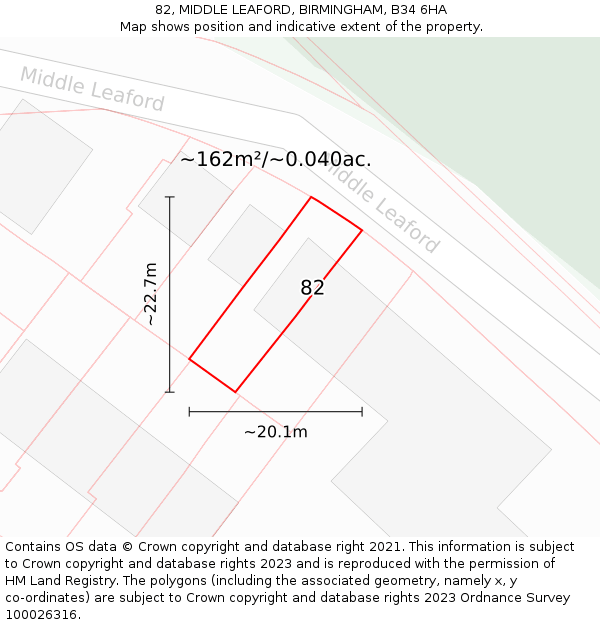 82, MIDDLE LEAFORD, BIRMINGHAM, B34 6HA: Plot and title map