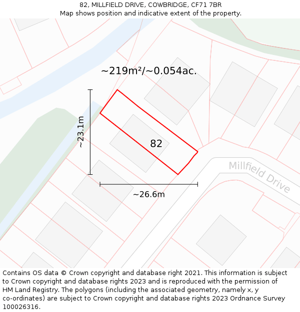 82, MILLFIELD DRIVE, COWBRIDGE, CF71 7BR: Plot and title map