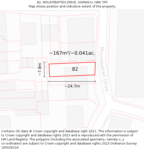82, MOUNTBATTEN DRIVE, NORWICH, NR6 7PP: Plot and title map