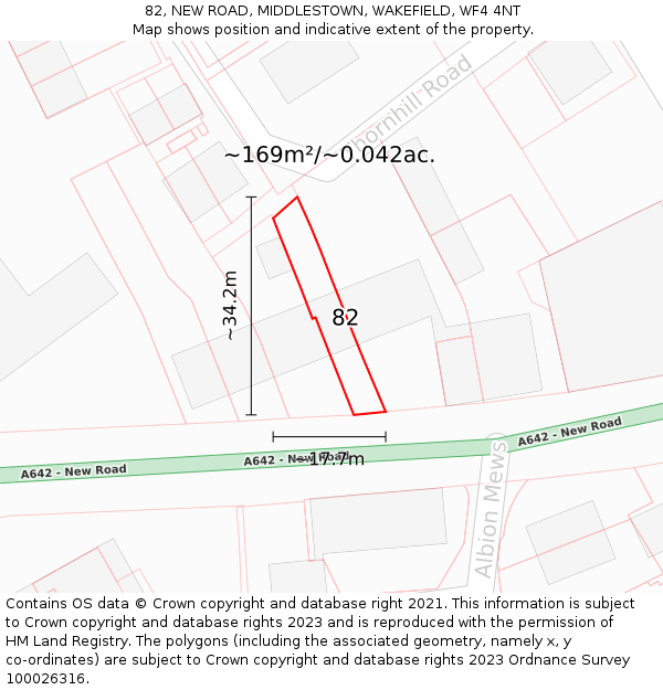 82, NEW ROAD, MIDDLESTOWN, WAKEFIELD, WF4 4NT: Plot and title map