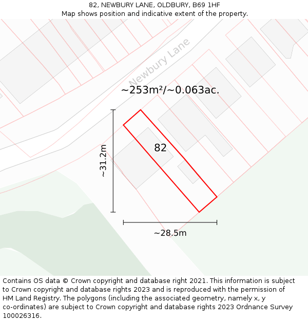 82, NEWBURY LANE, OLDBURY, B69 1HF: Plot and title map