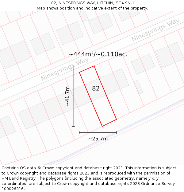 82, NINESPRINGS WAY, HITCHIN, SG4 9NU: Plot and title map