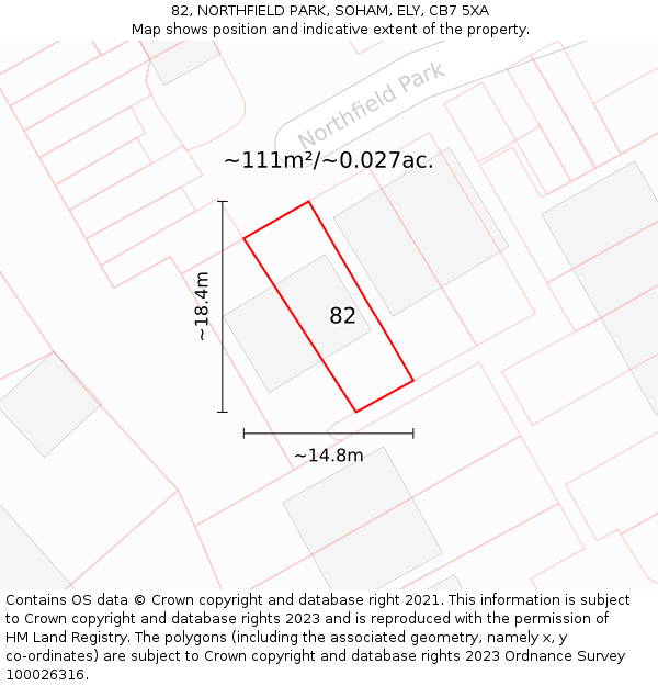 82, NORTHFIELD PARK, SOHAM, ELY, CB7 5XA: Plot and title map