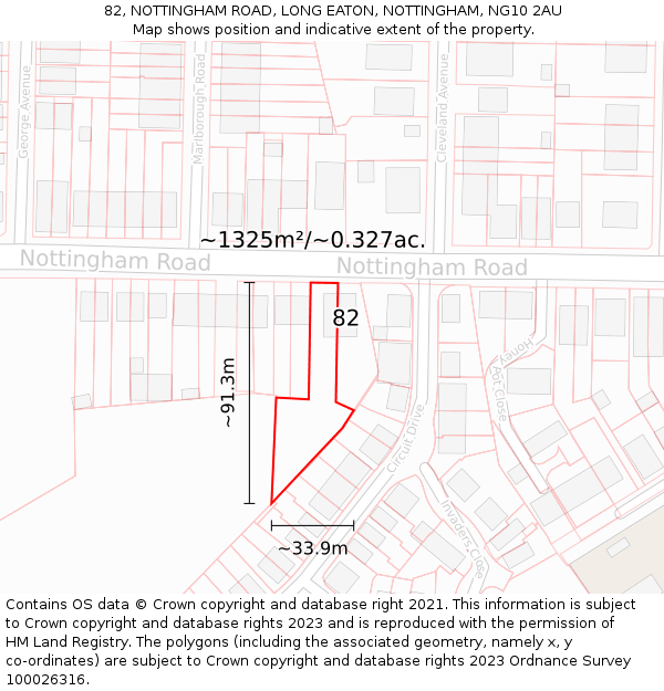 82, NOTTINGHAM ROAD, LONG EATON, NOTTINGHAM, NG10 2AU: Plot and title map