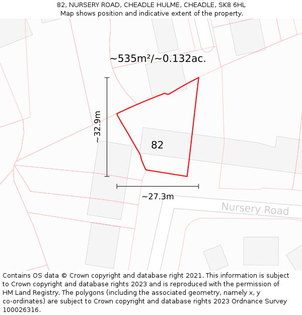 82, NURSERY ROAD, CHEADLE HULME, CHEADLE, SK8 6HL: Plot and title map