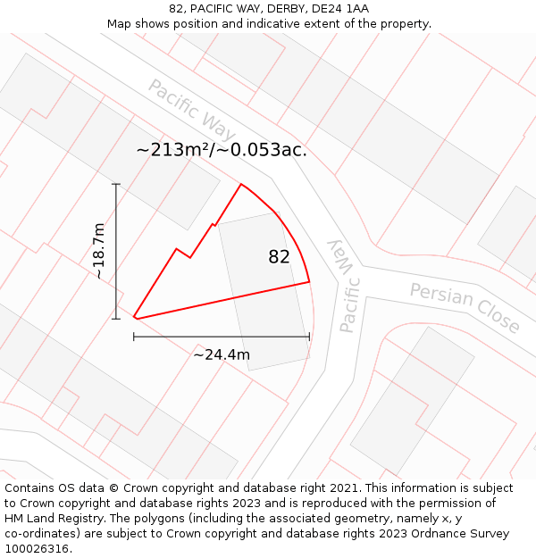 82, PACIFIC WAY, DERBY, DE24 1AA: Plot and title map