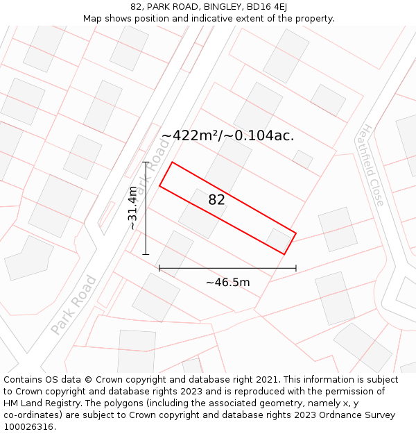 82, PARK ROAD, BINGLEY, BD16 4EJ: Plot and title map