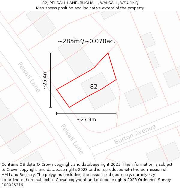 82, PELSALL LANE, RUSHALL, WALSALL, WS4 1NQ: Plot and title map
