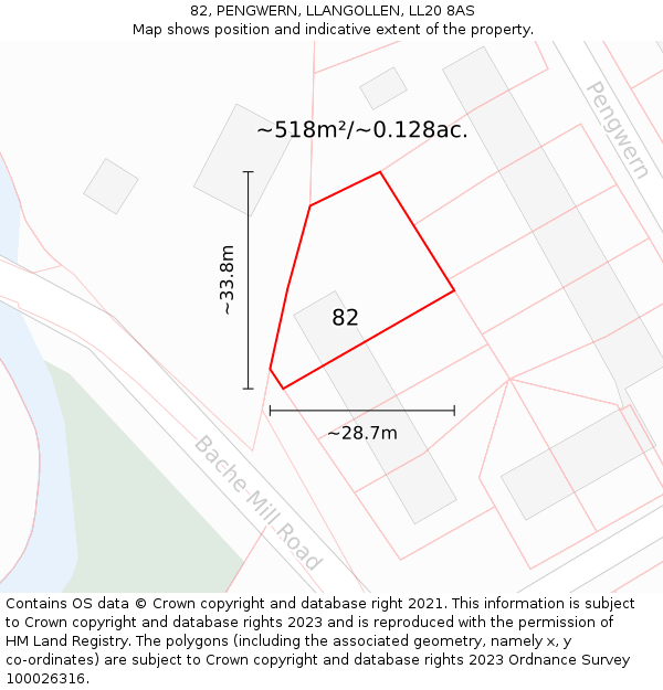 82, PENGWERN, LLANGOLLEN, LL20 8AS: Plot and title map