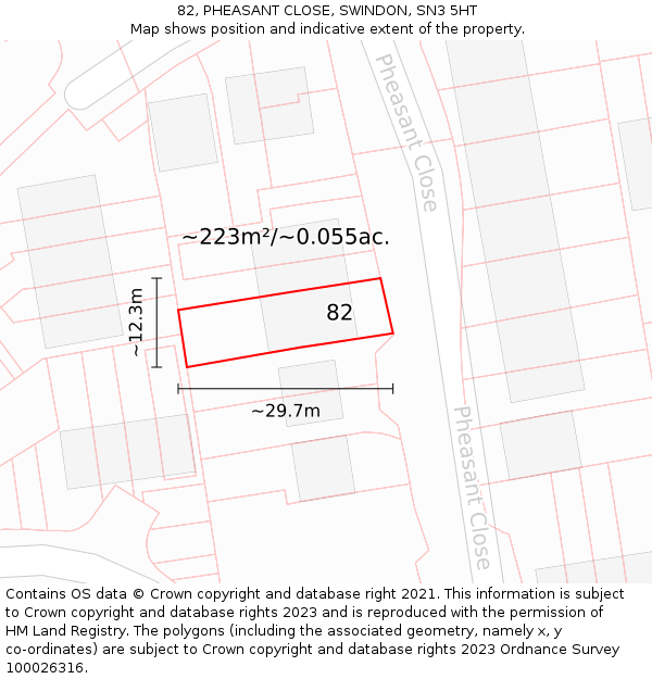 82, PHEASANT CLOSE, SWINDON, SN3 5HT: Plot and title map