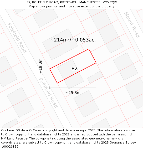 82, POLEFIELD ROAD, PRESTWICH, MANCHESTER, M25 2QW: Plot and title map