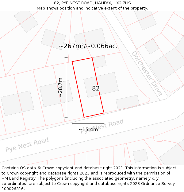 82, PYE NEST ROAD, HALIFAX, HX2 7HS: Plot and title map