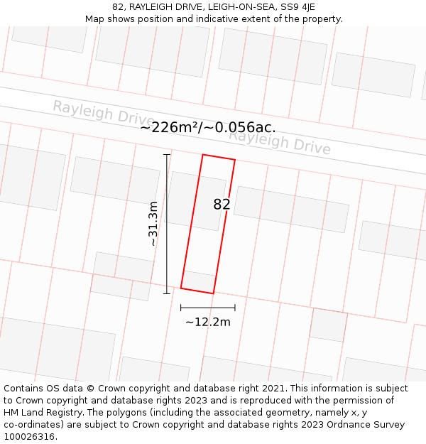 82, RAYLEIGH DRIVE, LEIGH-ON-SEA, SS9 4JE: Plot and title map