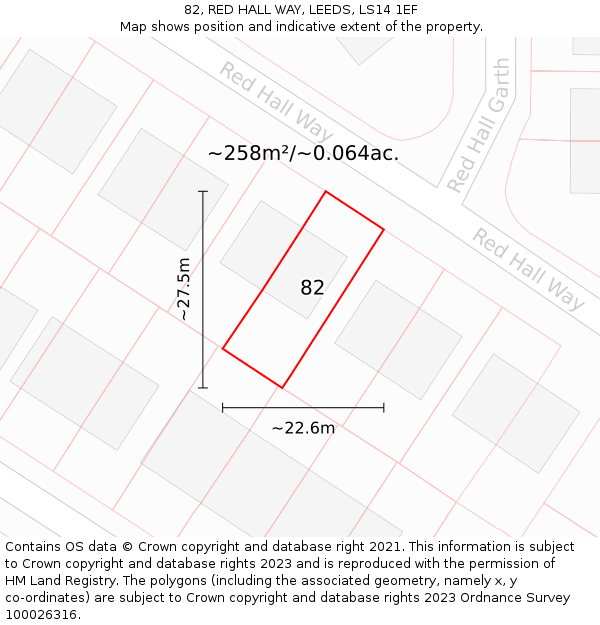 82, RED HALL WAY, LEEDS, LS14 1EF: Plot and title map