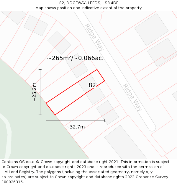 82, RIDGEWAY, LEEDS, LS8 4DF: Plot and title map