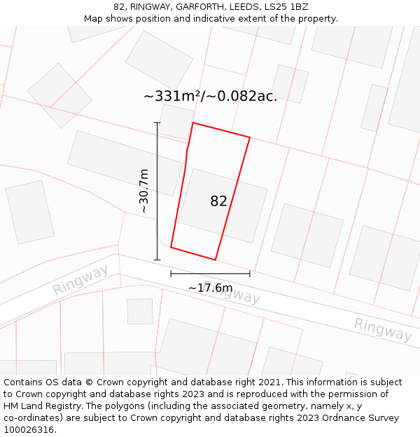 82, RINGWAY, GARFORTH, LEEDS, LS25 1BZ: Plot and title map