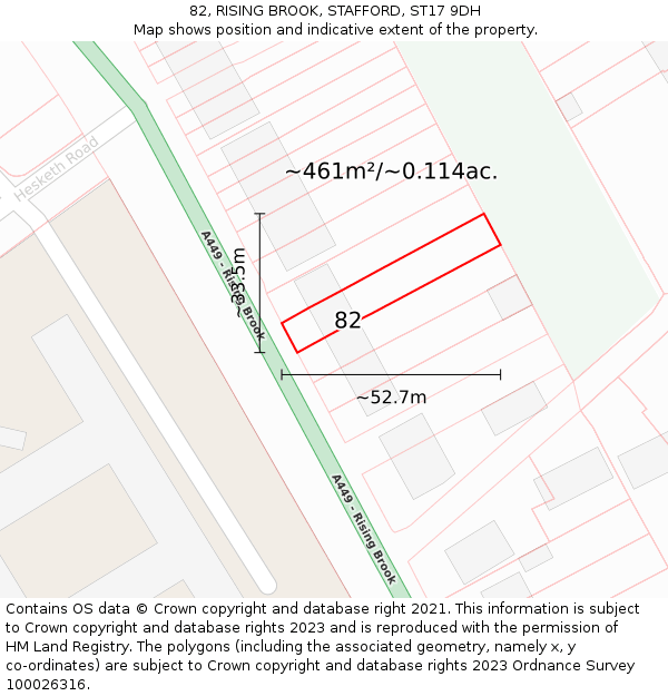 82, RISING BROOK, STAFFORD, ST17 9DH: Plot and title map