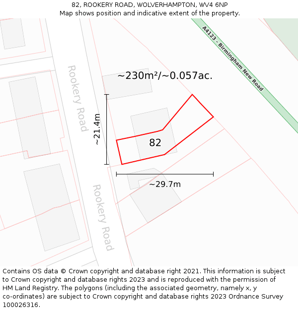82, ROOKERY ROAD, WOLVERHAMPTON, WV4 6NP: Plot and title map