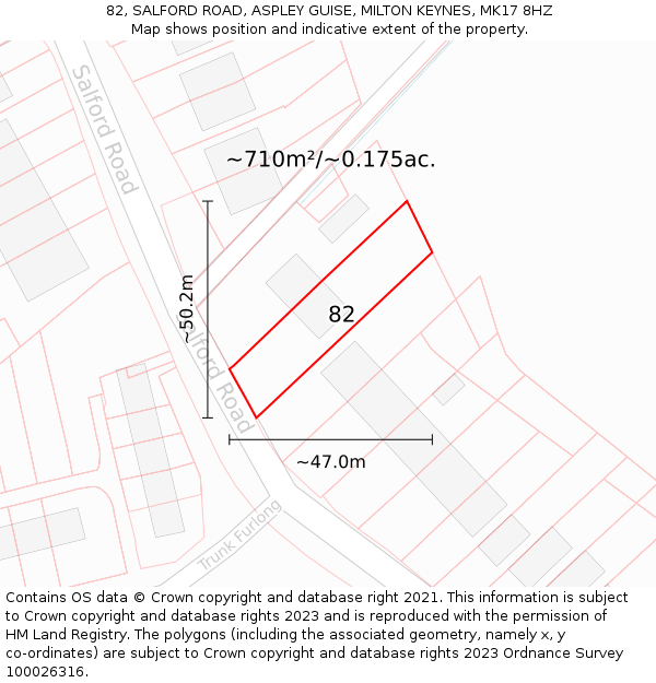 82, SALFORD ROAD, ASPLEY GUISE, MILTON KEYNES, MK17 8HZ: Plot and title map