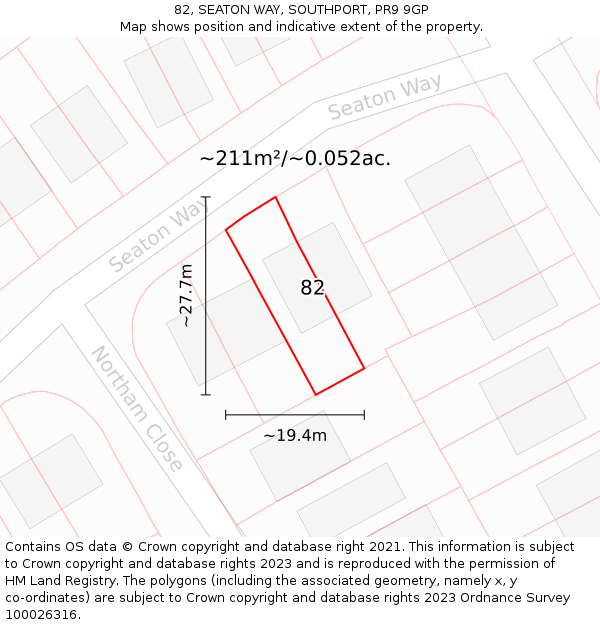 82, SEATON WAY, SOUTHPORT, PR9 9GP: Plot and title map