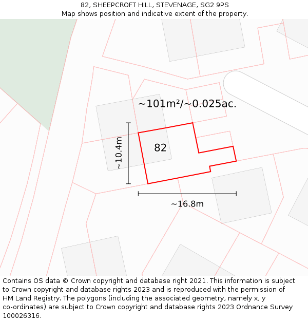 82, SHEEPCROFT HILL, STEVENAGE, SG2 9PS: Plot and title map