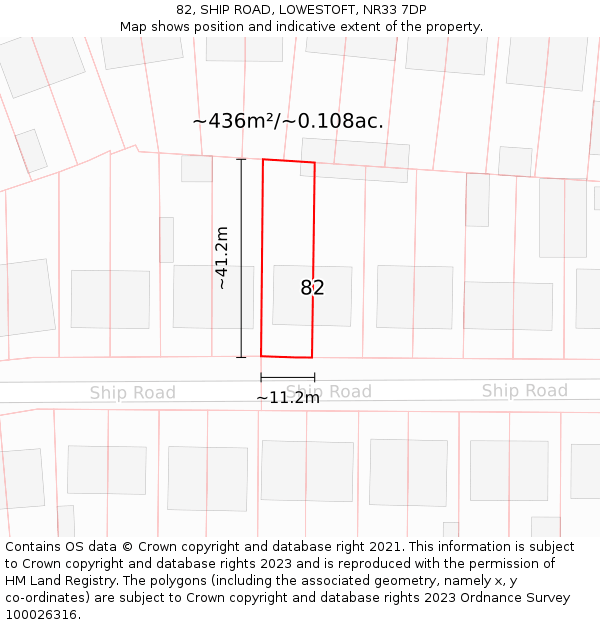 82, SHIP ROAD, LOWESTOFT, NR33 7DP: Plot and title map