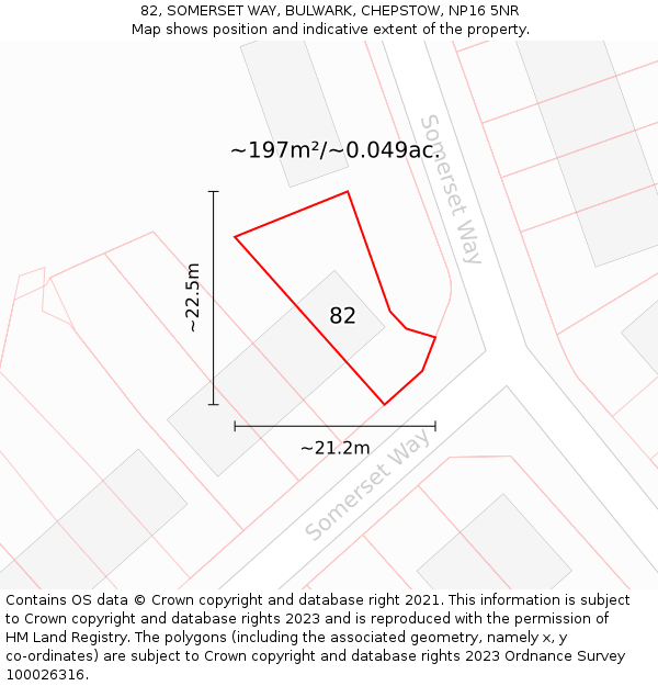 82, SOMERSET WAY, BULWARK, CHEPSTOW, NP16 5NR: Plot and title map