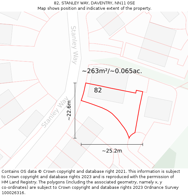 82, STANLEY WAY, DAVENTRY, NN11 0SE: Plot and title map