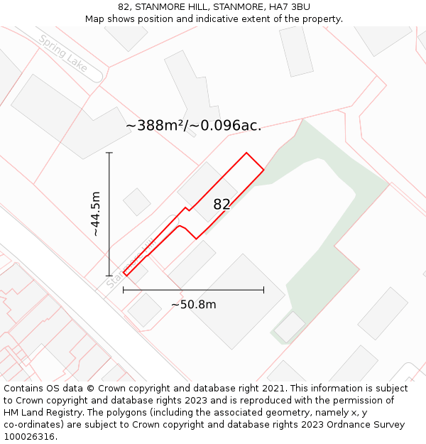 82, STANMORE HILL, STANMORE, HA7 3BU: Plot and title map