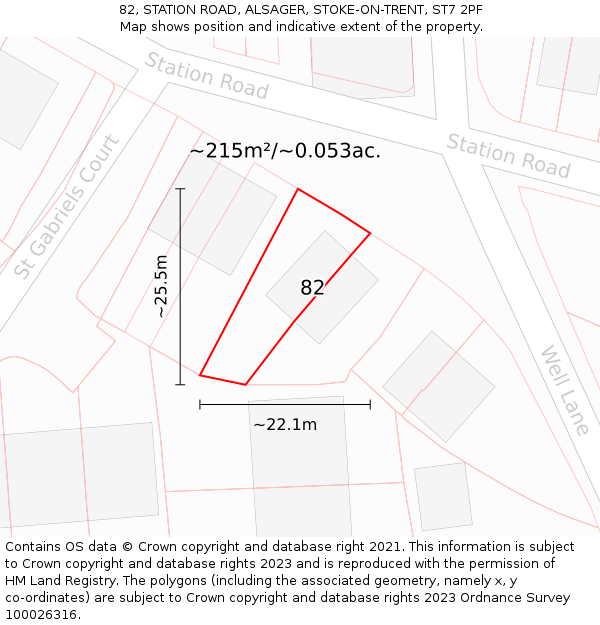 82, STATION ROAD, ALSAGER, STOKE-ON-TRENT, ST7 2PF: Plot and title map