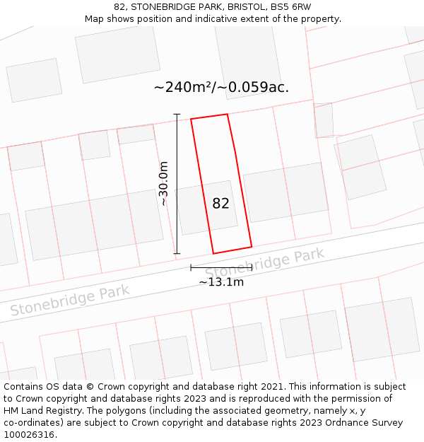82, STONEBRIDGE PARK, BRISTOL, BS5 6RW: Plot and title map
