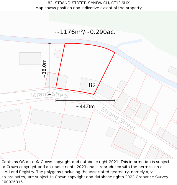82, STRAND STREET, SANDWICH, CT13 9HX: Plot and title map
