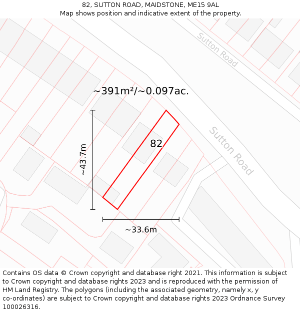 82, SUTTON ROAD, MAIDSTONE, ME15 9AL: Plot and title map