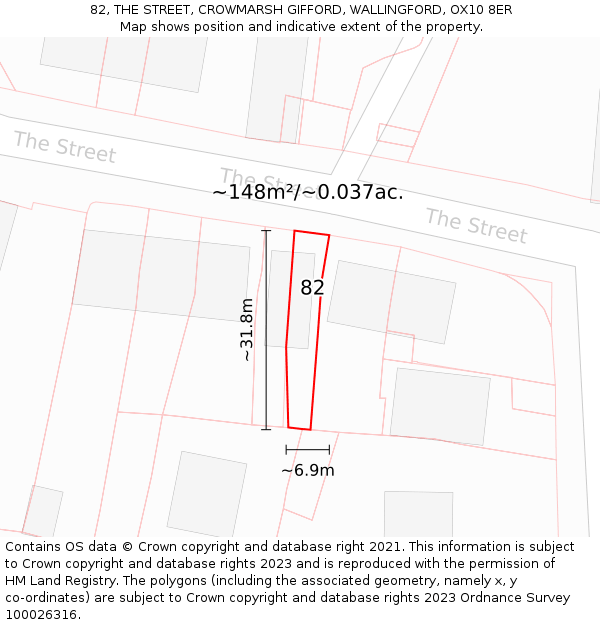 82, THE STREET, CROWMARSH GIFFORD, WALLINGFORD, OX10 8ER: Plot and title map