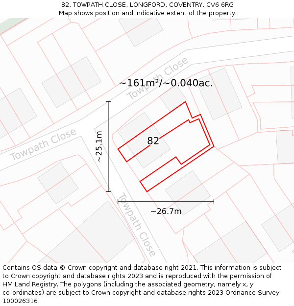 82, TOWPATH CLOSE, LONGFORD, COVENTRY, CV6 6RG: Plot and title map