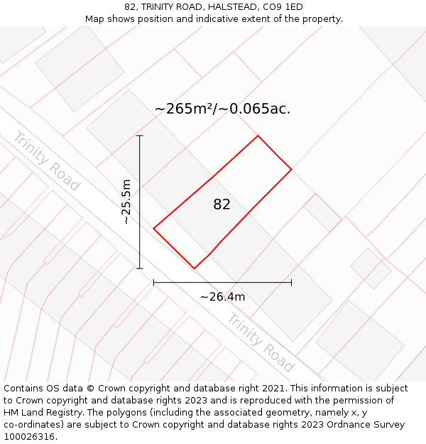 82, TRINITY ROAD, HALSTEAD, CO9 1ED: Plot and title map