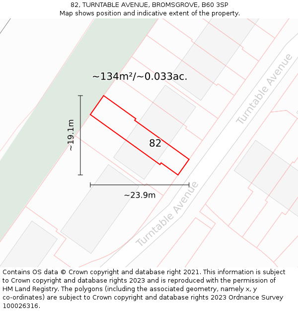 82, TURNTABLE AVENUE, BROMSGROVE, B60 3SP: Plot and title map