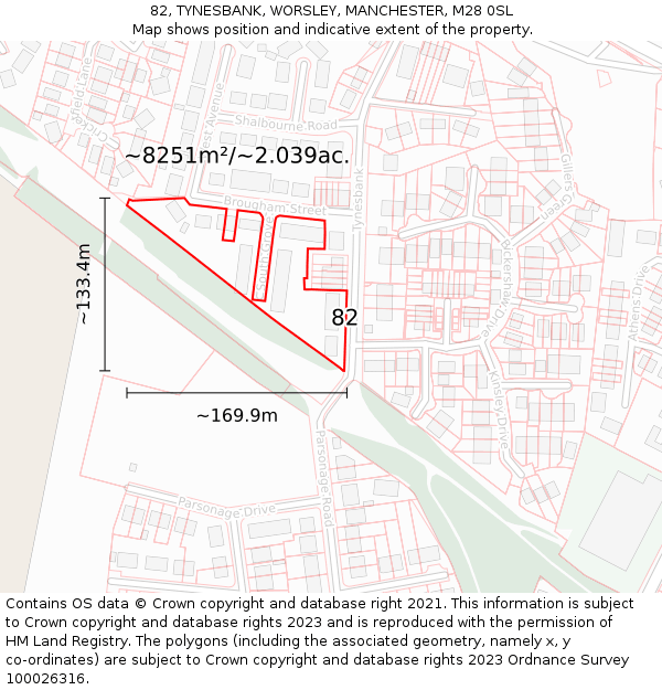 82, TYNESBANK, WORSLEY, MANCHESTER, M28 0SL: Plot and title map